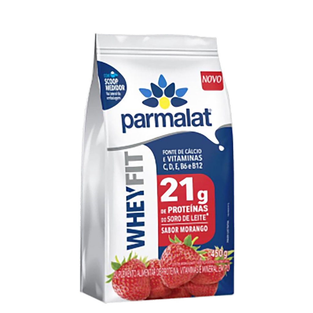 Whey Protein Em Pó Morango Whey Fit Parmalat 450G