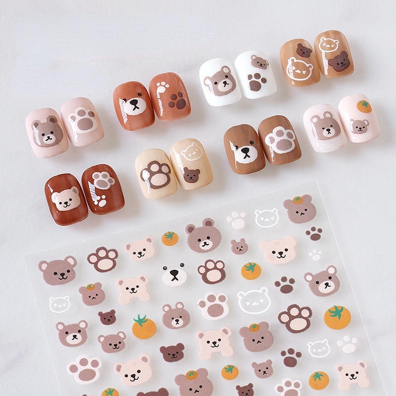 Adesivos para unhas, ursinho, frutas, flores, sorriso
