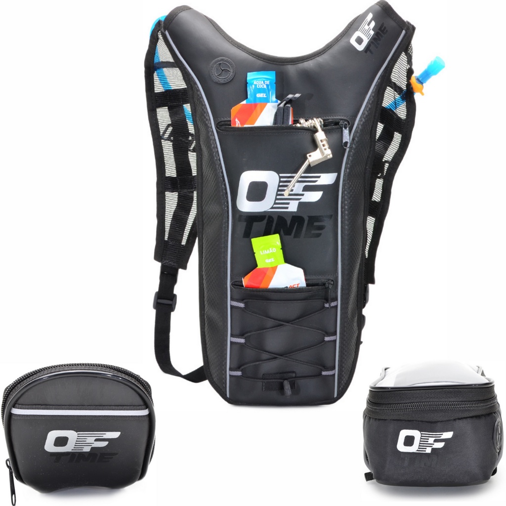 Kit mochila De Hidratação Térmica 2 L + Bolsa De Selim Emborrachada + Bolsa De Celular Smartphone e Iphone