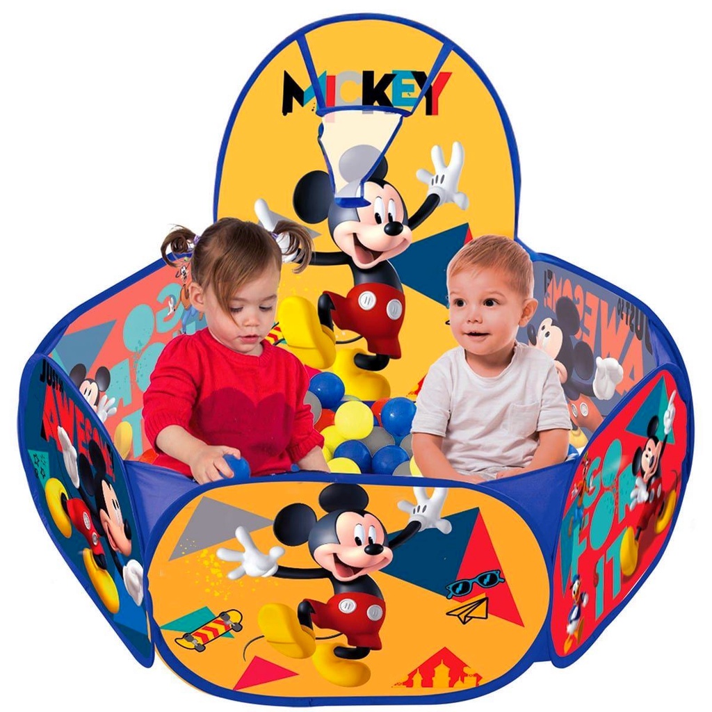 Piscina De Bolinhas Infantil Mickey Com Cesta De Basquete 100 Bolinhas Disney Zippy Toys