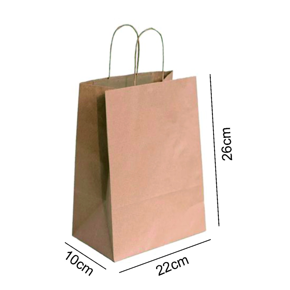 Sacola Em Papel Kraft Pardo 10 Unidades 26x22x10 Cm Com Alça Torcida ...