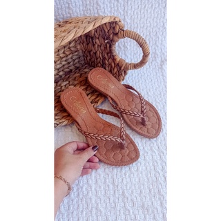 Sandália Feminina Rasteirinha modelo chinelo, Confortável, MARROM
