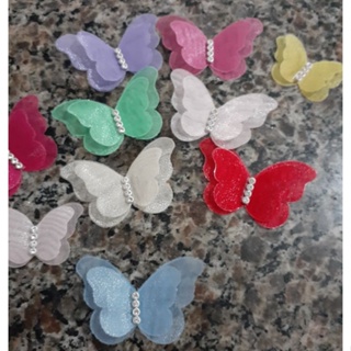 4 borboletas organza aplique em Oferta na Shopee