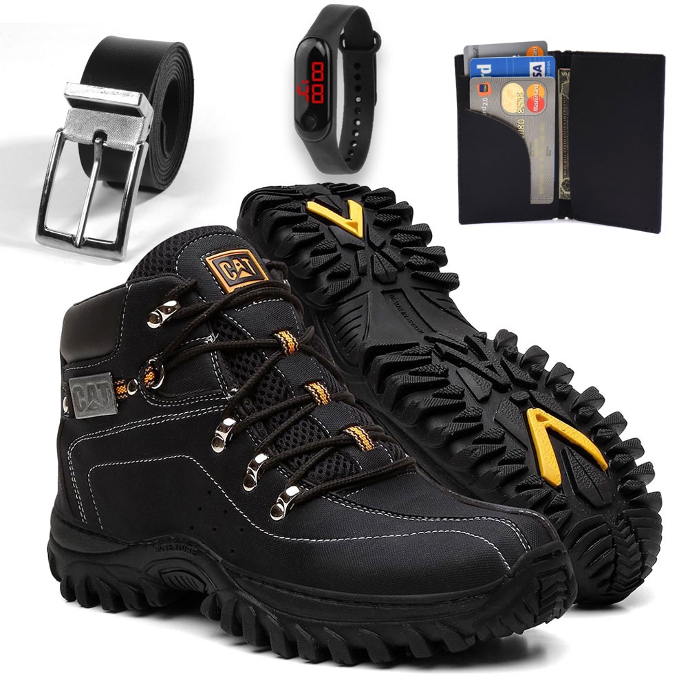 Kit Bota Botina Masculina Caterpillar Legitimo Impermeável Cinto