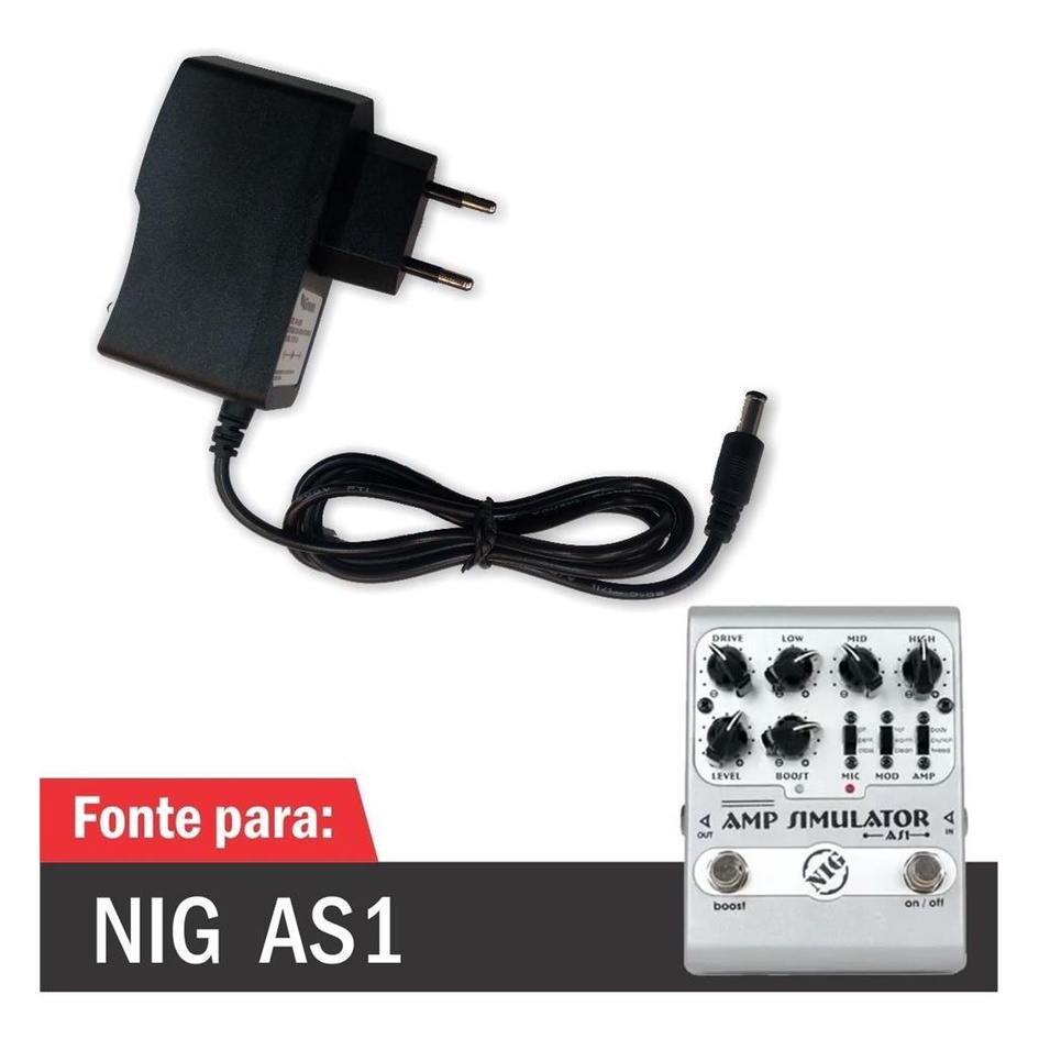 Fonte Para Pedal Nig Amp Simulator As1 ( Carregador / Cabo de Forca / Cabo de Energia ) - R2513