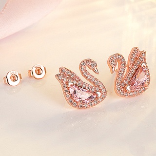 Brincos De Ouro Rosa Cisne Requintado Artesanato Prata 925 brincos femininos divertidos pequenos grandes diferentes Casal de homens bonitos acessórios de moda coreanos vintage brinco