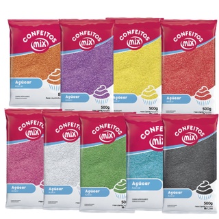 Açúcar Colorido Algodão Doce Pipoca Doces Bolo Várias Cores 500g Mix