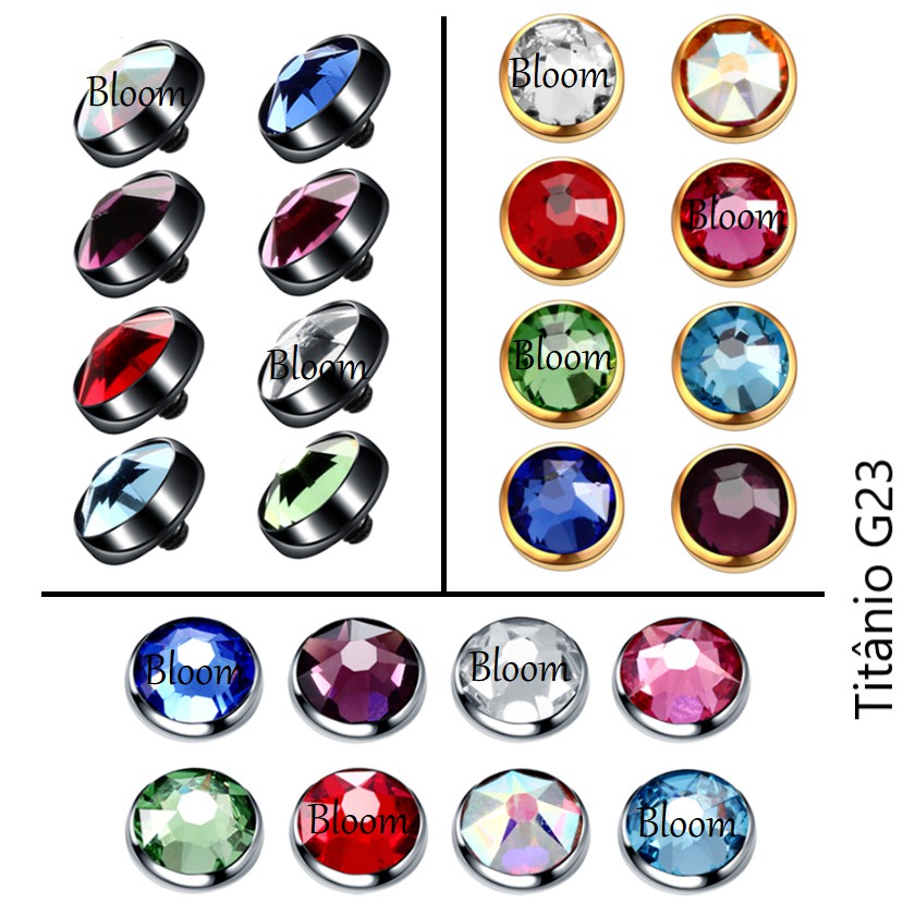 Piercing em Titânio Topo com Strass para Microdermal e Surface em Oferta na Shopee