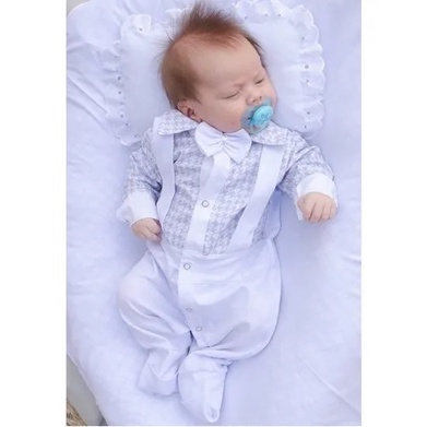Saída de Maternidade Para Bebe Menino Branco 04 peças Miguel Suspensório Roupas Para Saida Bebê Kit Saída Maternidade para Recém Nascido