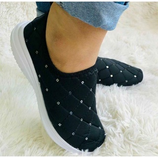 tênis feminino casual. tenis meia confortave moda fit, passeio lindo calça perfeitamente do 34 ao 40. (bordado QUADRADO LANTEJOLAS)