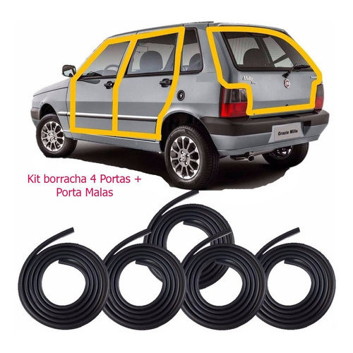 Borrachas De Vedação Uno Mille 2009 2010 2011 2012 2013 4 P em Oferta na Shopee
