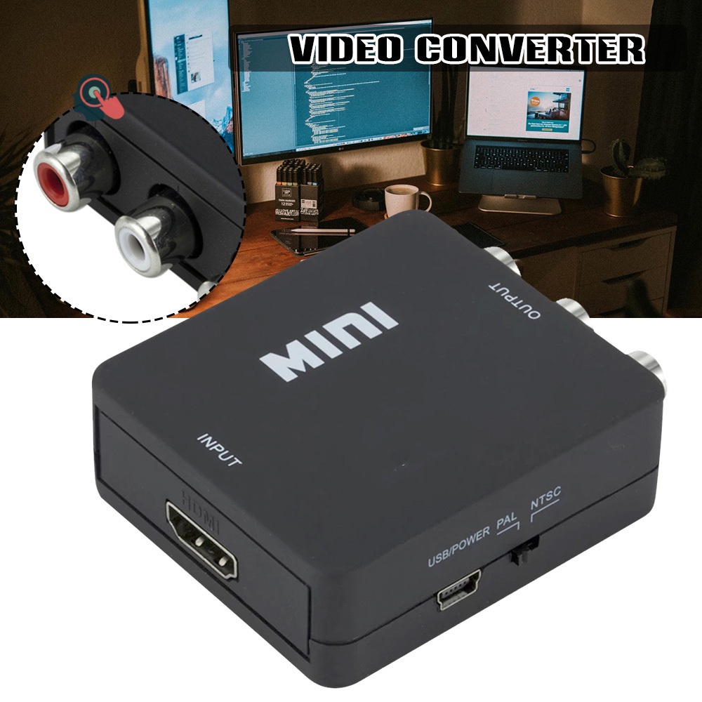 Conversor De Conversão Digital AV-Converter Mini Vídeo AV2 Adaptador De PAL NTSC3.58 NTSC4.43 SECAM/M N Azul Esticada Sinal Composto 1080P (60Hz) Saída 1pc