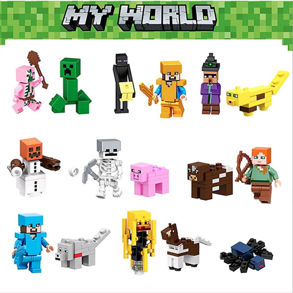 Boneco Minecraft Lego Mini Figuras Blocos De Construção Compatível Bob ...