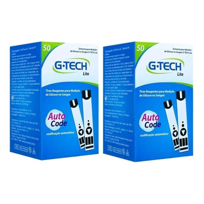 Fitas Glicemia Tiras Teste Glicose Diabete G-TECH Lite 100un em Oferta na Shopee