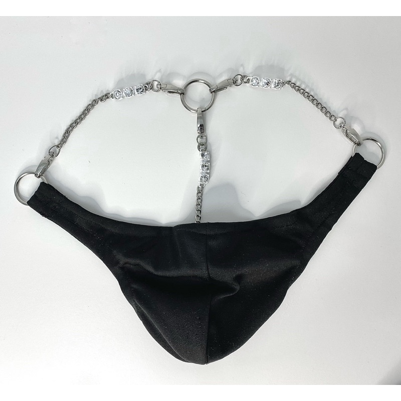 Cueca Jockstrap/ Cueca com correntes, pedraria e argola