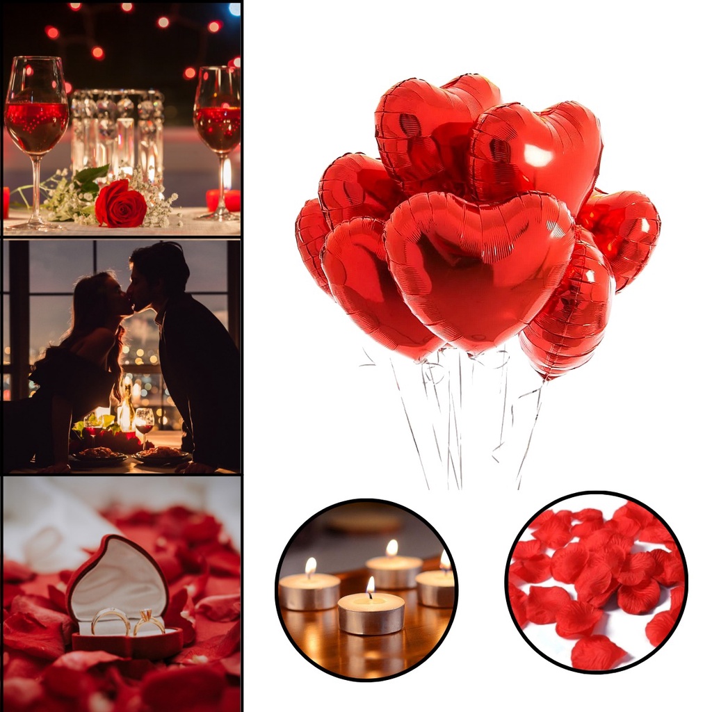 Kit Surpresa Namorados 200 Pétalas 16 Balão 8 Velas Romântica Decoração Romantica Namorada