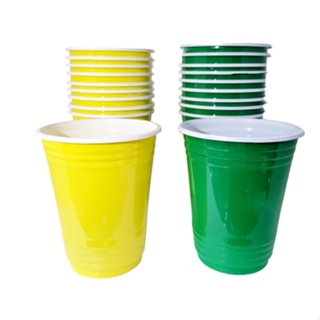 50 Copos Americano Beer Pong 400ml Amarelo Verde Brasil Copa do Mundo em Oferta na Shopee