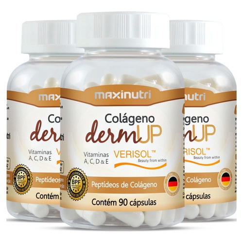 Colágeno Dermup Verisol® Maxinutri 750mg 3x90 - 270 Cápsulas em Oferta na Shopee