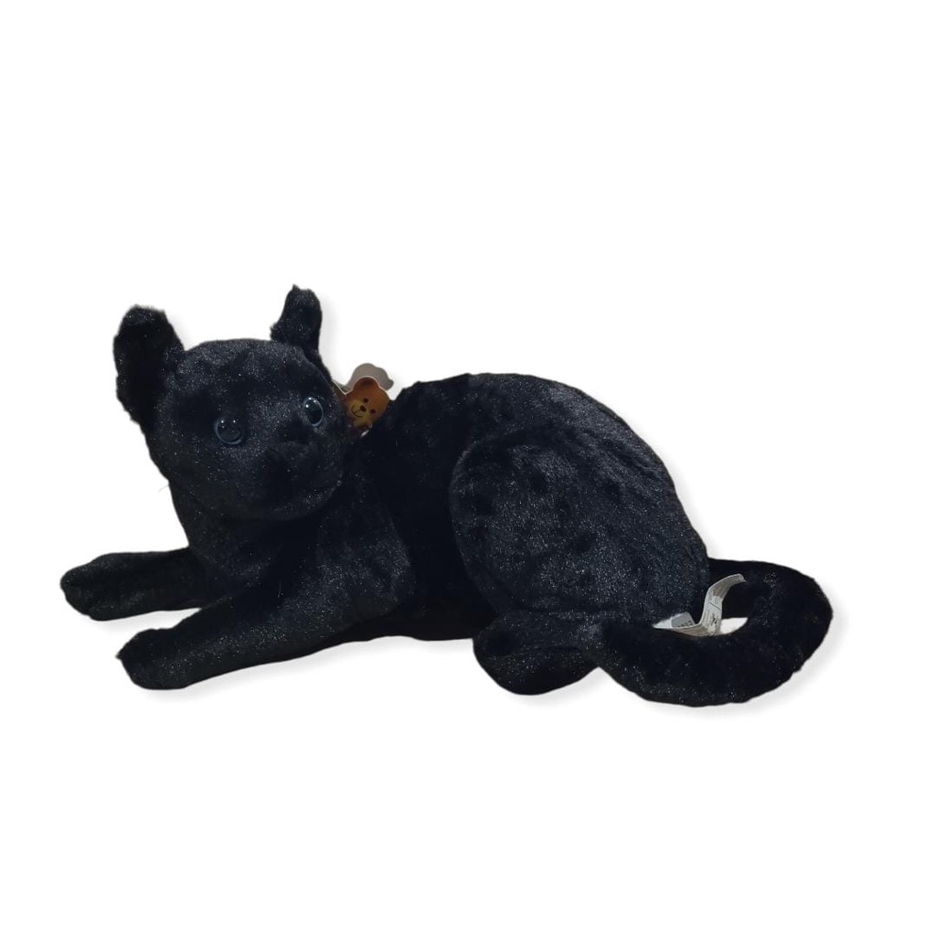 Gato Preto De Pelúcia Realista DEITADO 38 Cm Lindo | Shopee Brasil