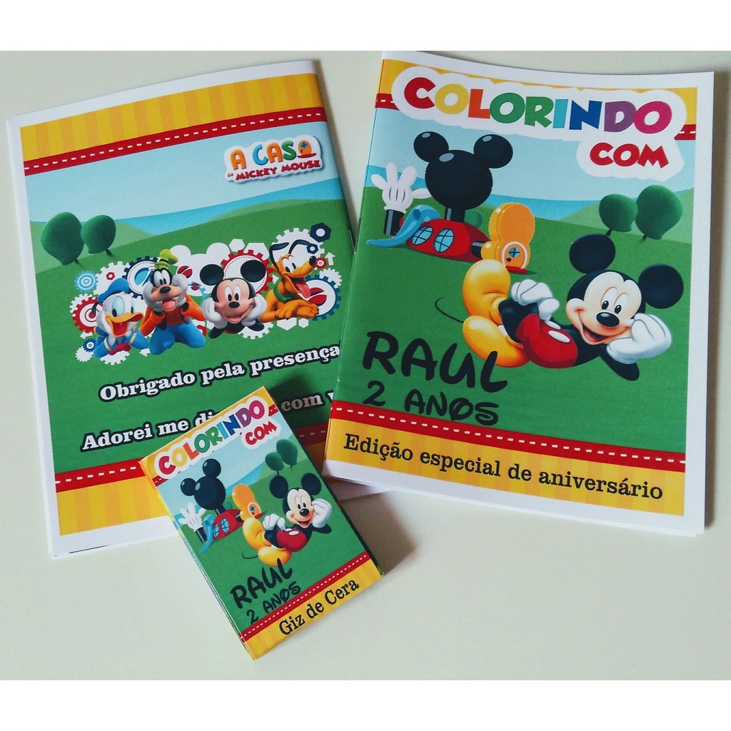 25 MINI Kit de colorir Personalizado 15x10cm - livro de colorir + giz de cera - Vários temas