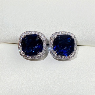 100 % Sólido 925 Prata Esterlina Brilhante Zircônia Cúbica Brincos Para Mulheres Elegantes Azul CZ Acessórios De Orelha  em Oferta na Shopee