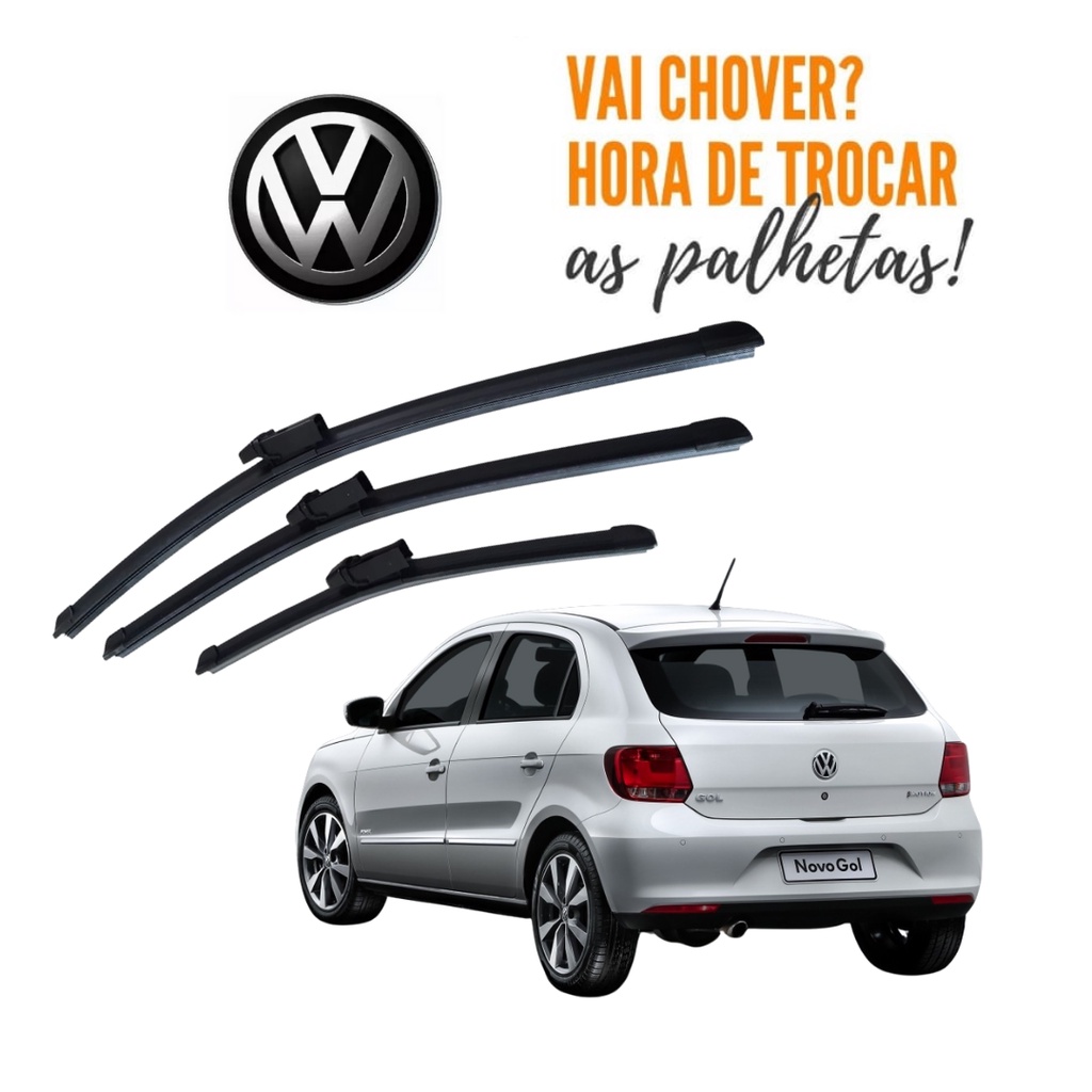 Kit Palheta Limpador Dianteiro + Traseiro Vw Gol G6 2013 a 2016 em Oferta na Shopee