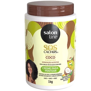 Salon Line Creme Para Pentear SOS Cachos Coco Tratamento Profundo Brilho Extremo 1Kg
