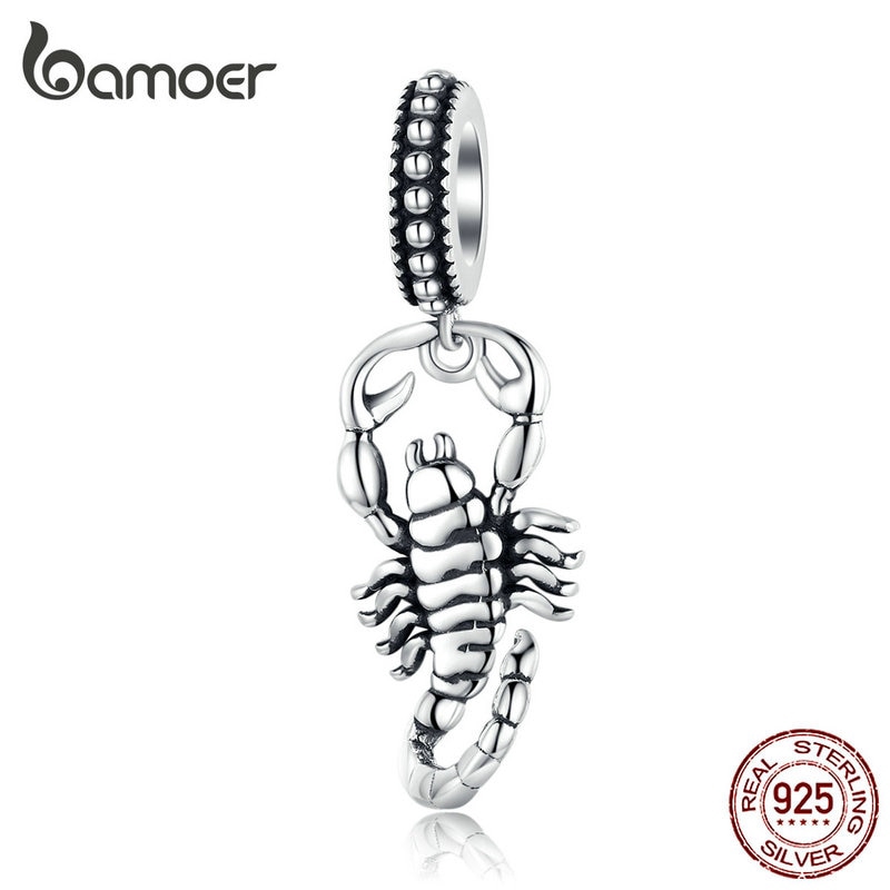 Bamoer Scorpio Constelação Pingente Charme 925 Sterling Silver Design 3D Jóias fit Pulseira Ou Colar SCC1329