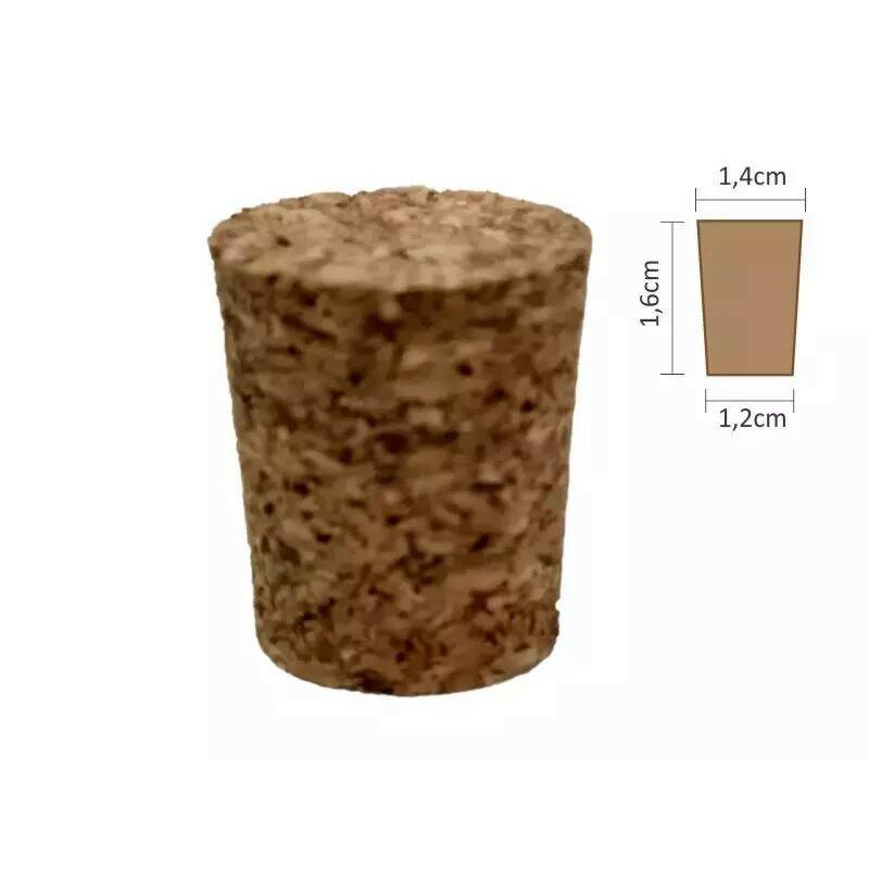 Rolha Conica Curta N° 02 - (Alt 16 X Sup 14 X  Inf 12) Mm para Colonia Perfumaria Artesanal