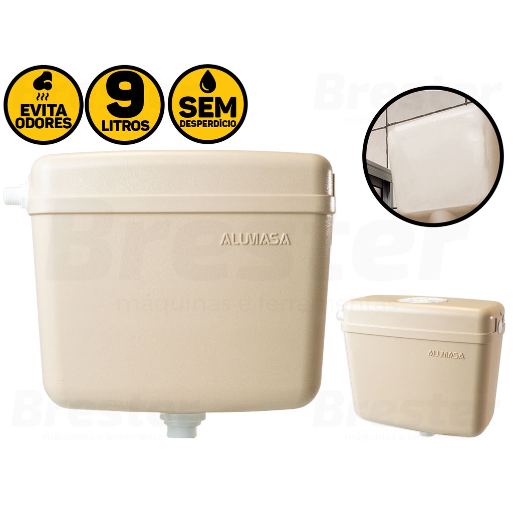 Caixa De Descarga Parede Plástica P/ Vaso Sanitário 9 Litros Creme Alumasa - Home & Living