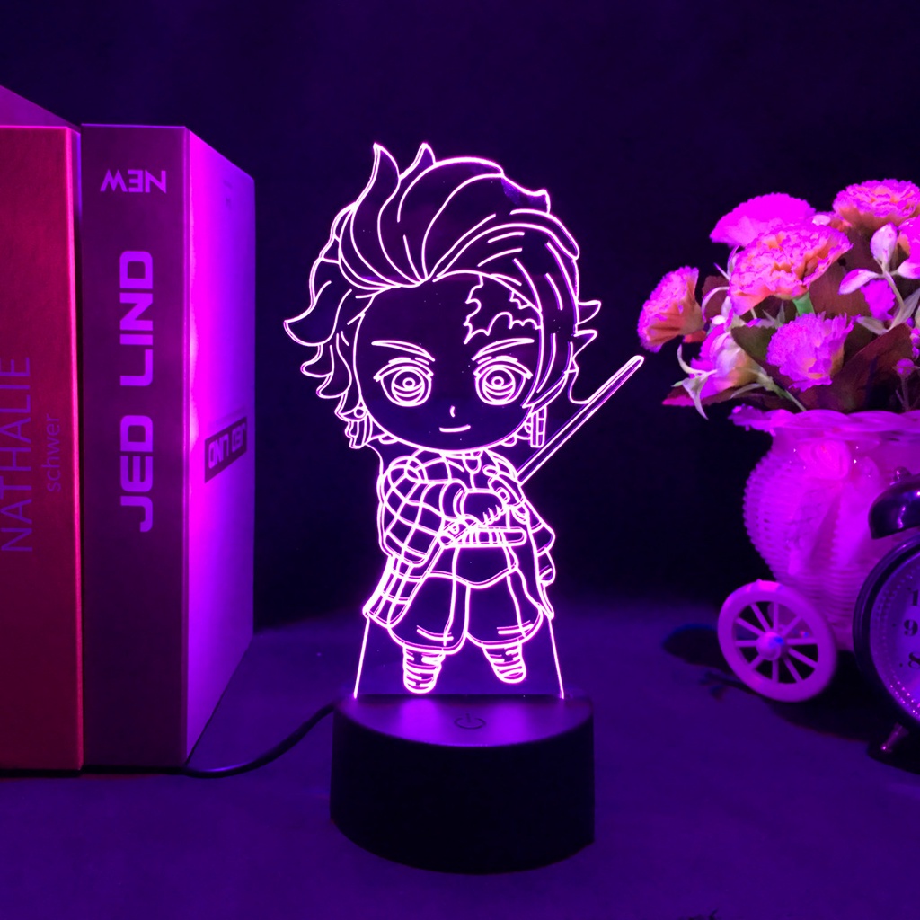Anime Demon Slayer Tanjirou Luminária LED 3D Noturna Presente e Decoração