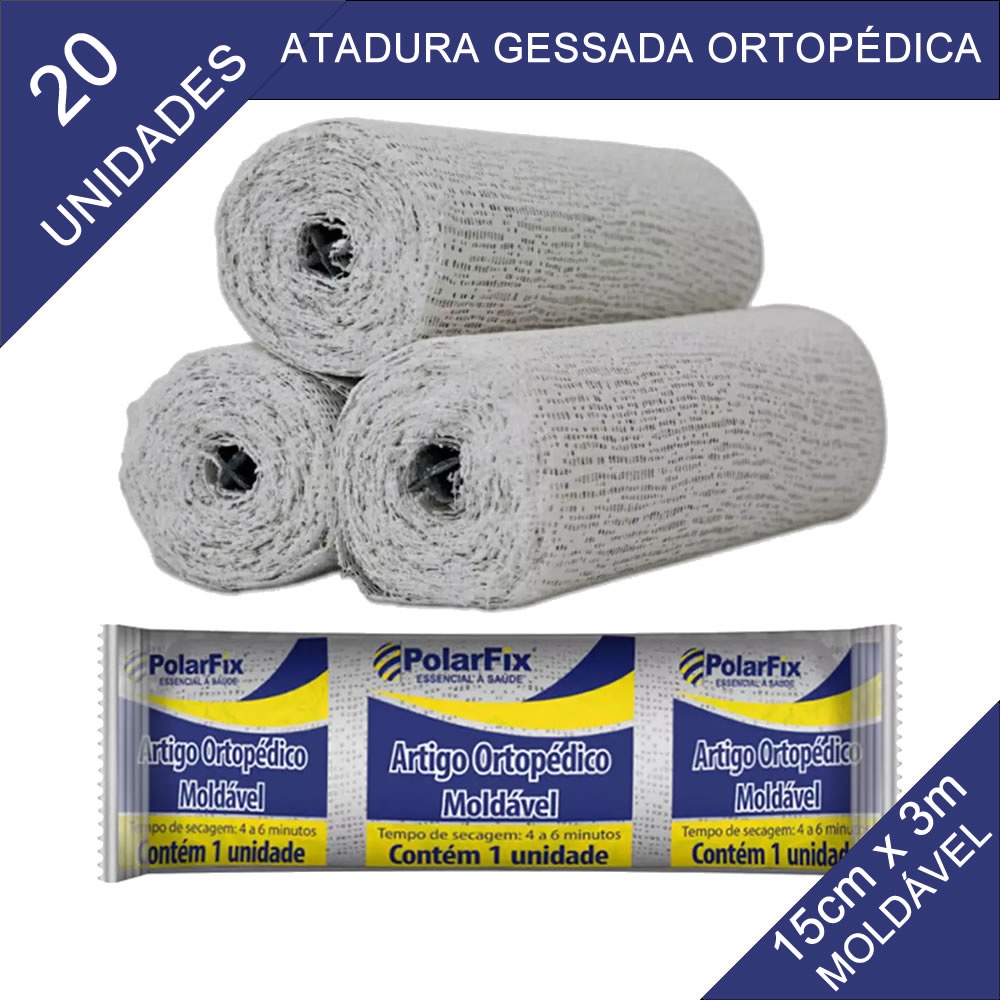 ATADURA GESSADA ORTOPÉDICA MOLDÁVEL 15 cm x 3 mts | 20 UNIDADES