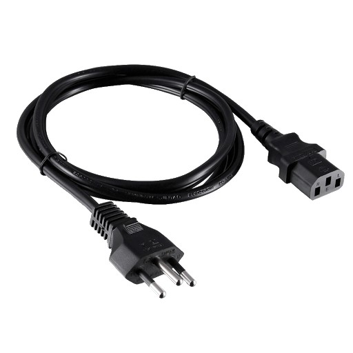 Cabo de Força 1.5 Metros certificado do Inmetro NBR 14136 Novo Padrão de Tomadas Tripolar até 10A. Utilizado em gabinete, monitor, fonte atx, TV LCD, LED, TV Plasma, Fax, Impressoras para ligar a rede elétrica. Emborrachado externo