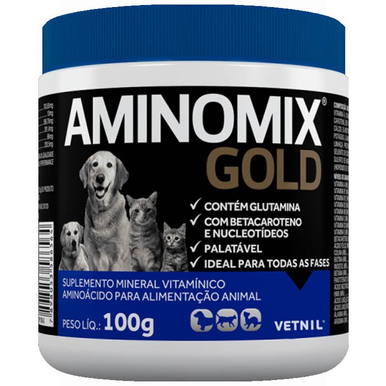 Aminomix Gold 100g - Suplemento Vitamínico Mineral P/ Cães e Gatos em Oferta na Shopee