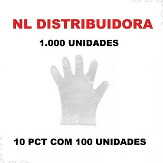 1.000 Unidades - LUVA PLASTICA NÃO ESTERIL TRANSPARENTE - Cód. B10