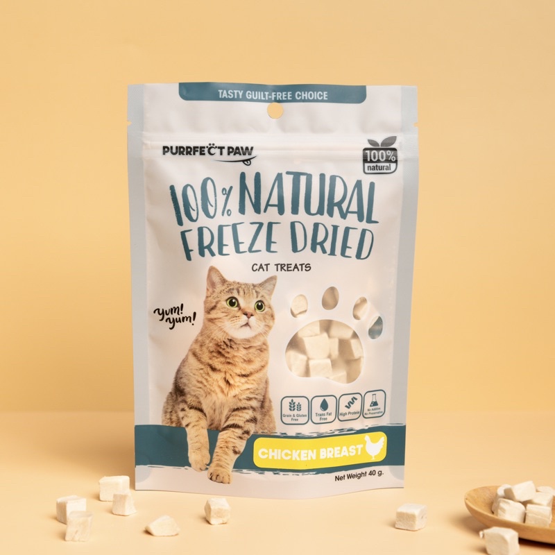 🐾 ขนมแมว อกไก่ฟรีซดราย 100%(Purrfect Paw) ขนมแมวฟรีซดราย ดีต่อสุขภาพ ขนมแมวไม่เค็ม Freeze Dried แมว - ภาพที่ 5