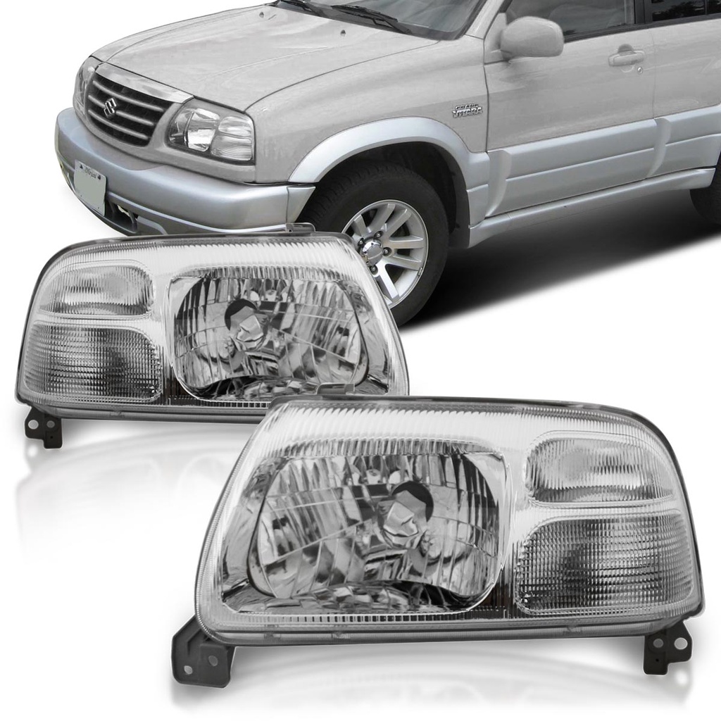 Farol Grand Vitara 98 99 2000 2001 2002 2003 Cromado em Oferta na Shopee