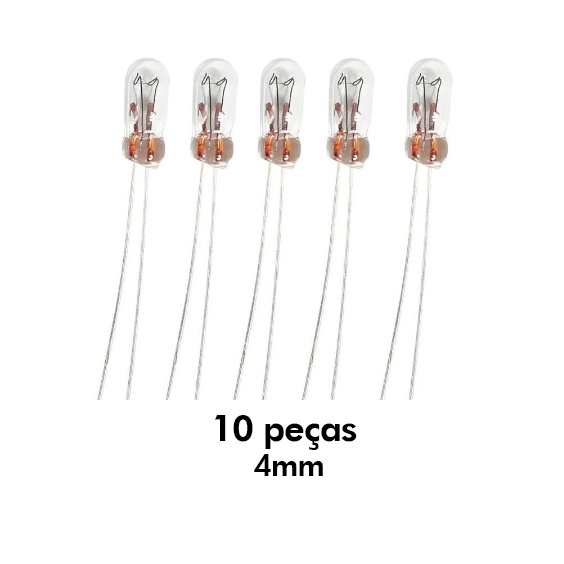 Lampada 12v, 4mm Branca Âmbar, Embalagem Com 10 Peças