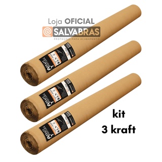 Kit 3 Kraft 25m Salvabras Proteção de Pintura Bobina Papel Anti Respingo