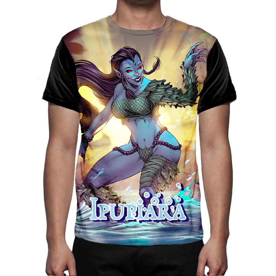 PROJETO FORÇA BR Ipupiara Camisa Camiseta de Super Heróis Brasileiros Sublimação Total Poliéster Unissex