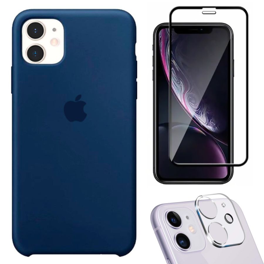 Kit 3em1 Compatível Com iPhone 11 - Capa Capinha Case + Película de Vidro 3D + Película de Câmera em Oferta na Shopee