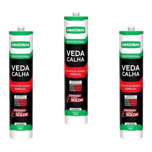 Kit 6und Veda Calha Alumínio Amazonas Bico Aplicador Adesivo