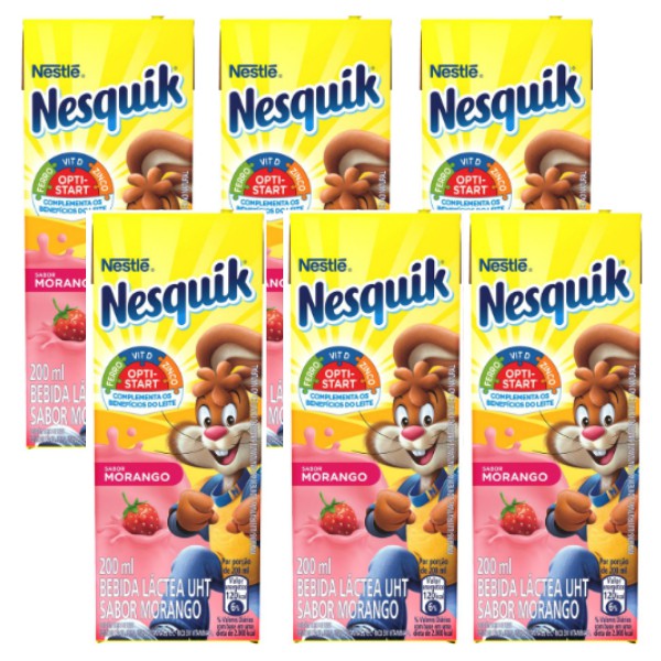 Nesquik Bebida Lactea Sabor Morango 0ml Kit C 6 Shopee Brasil