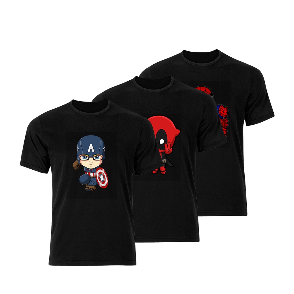 Promoção Kit 3 Camisa Camisetas Personagens Marvel / Camisas de Super Heróis / Camisas de Poliéster