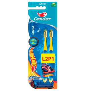 Escova Dental Condor Júnior Hot Wheels Macia Leve 2 Pague 1