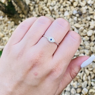 Anel Olho Grego de Prata 925 Legítima Com Pedras De Zircônia em Oferta na Shopee
