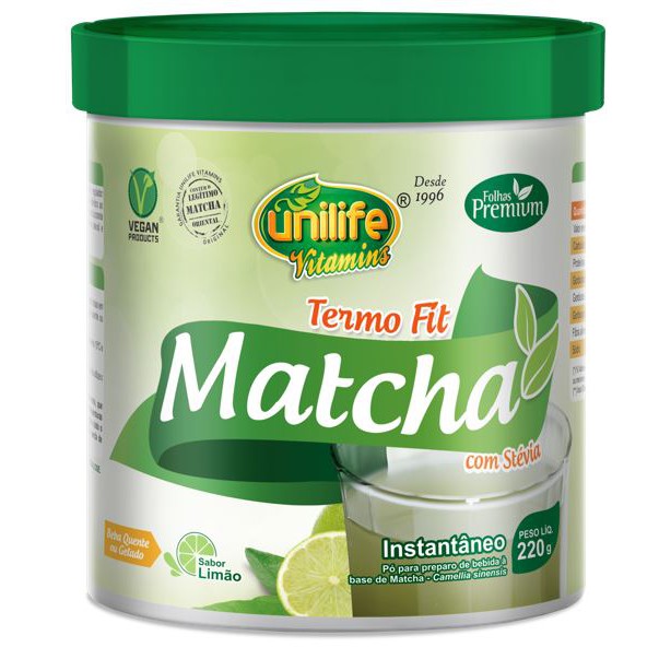 Matcha Termo Fit Instantâneo 220gr - Sabor Limão - Unilife