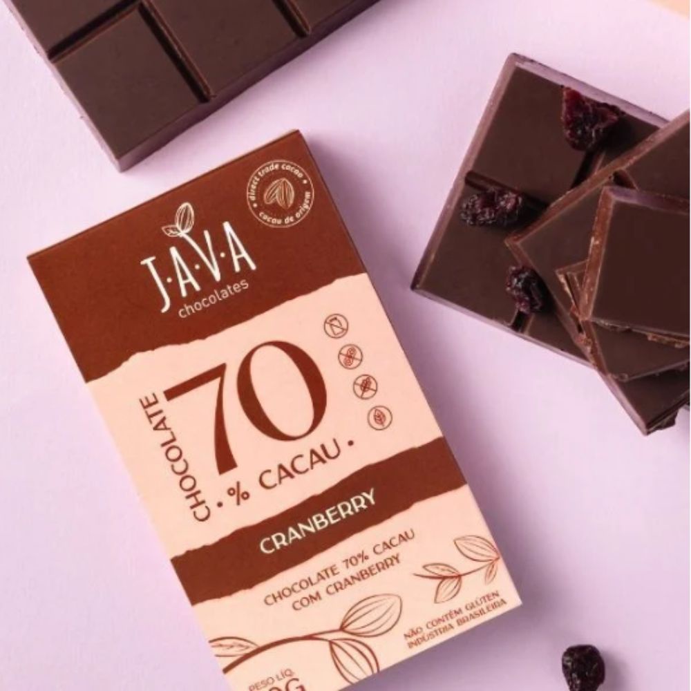Chocolate Java - Chocolate 70% Cacau com CRANBERRY | Shopee Brasil