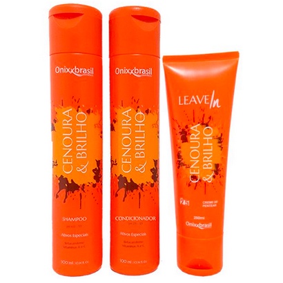 KIT Cenoura e Brilho - Shampoo + Condicionador + leave in - OnixxBrasil