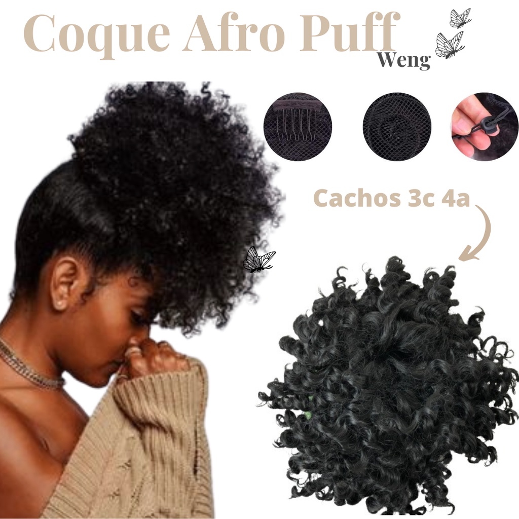 Aplique De Cabelo Coque Afro Puff